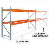 96 Inch Height - 2 Shelf Pallet Rack Add-On Unit