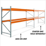 96 Inch Height - 2 Shelf Pallet Rack Add-On Unit